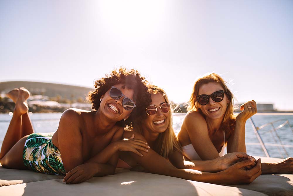 Three women on boat