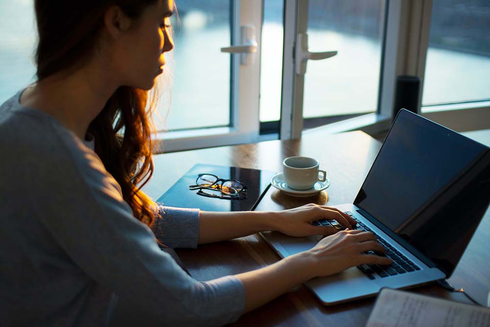 Woman working from home Portside Ventura